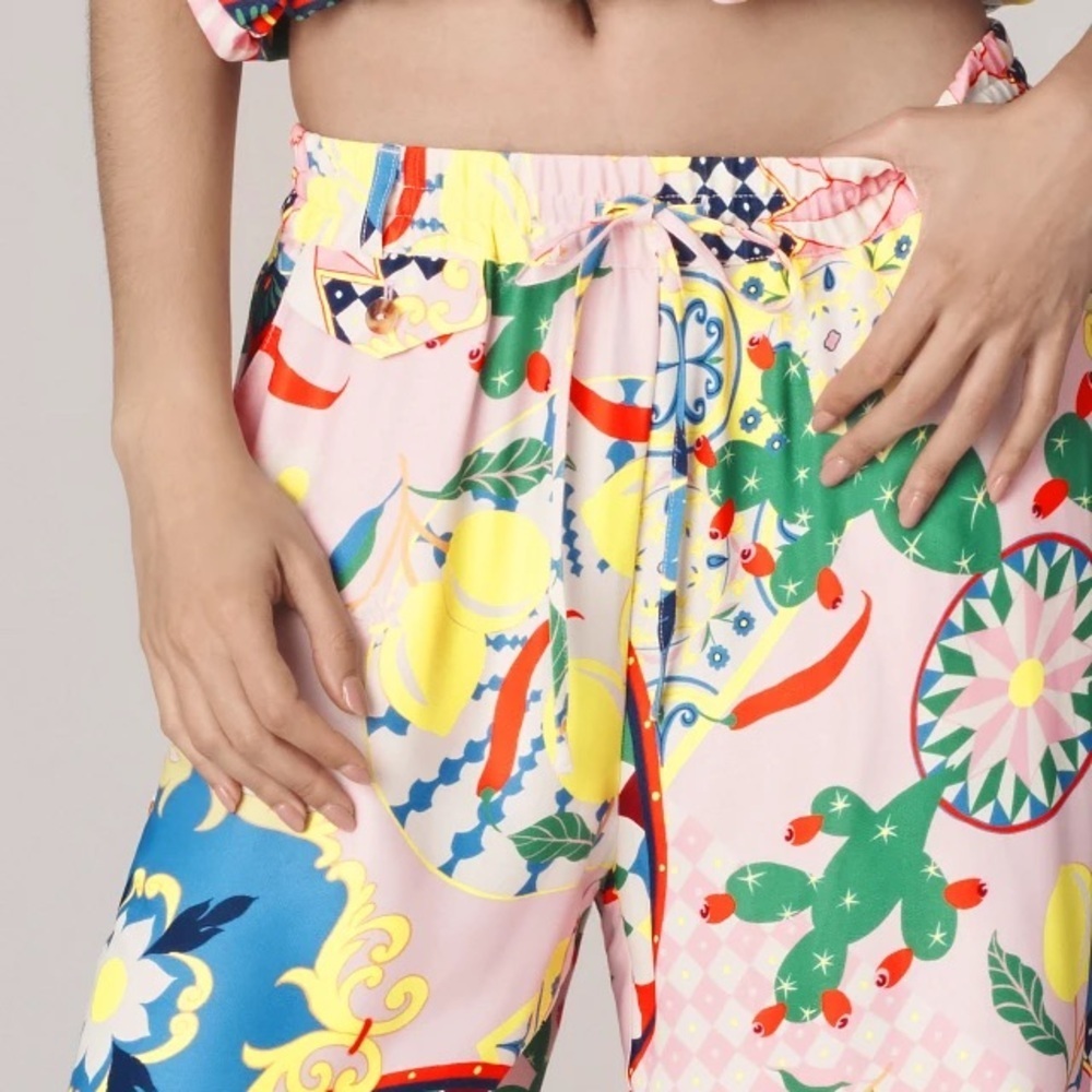 Anthropologie Maeve Silk Pull On Pants new wtag Colorful Women's Floral pants - Picture 2 of 7